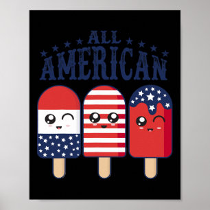 4th Of July Popsicle Usa Flag Patriotic Summer Boy Poster