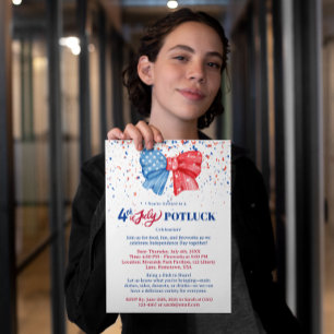 4th of July Potluck Invitation Flyer
