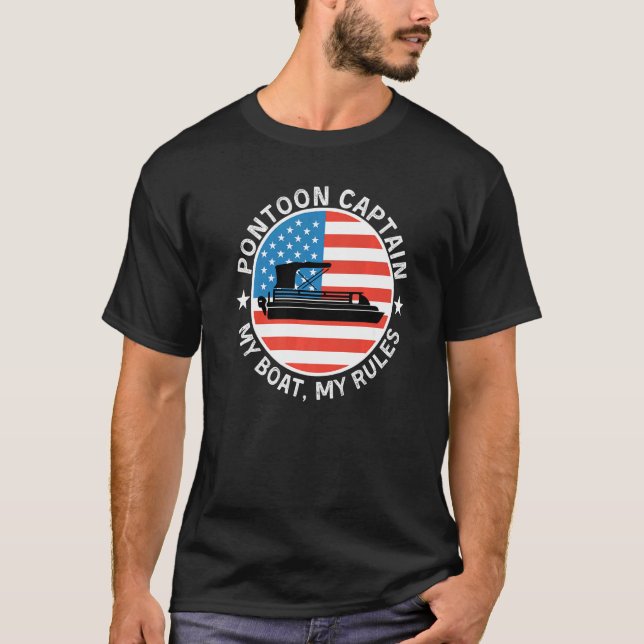 4th Of July Potoon Boat  Potoon Captain Us Flag Bo T-Shirt (Front)
