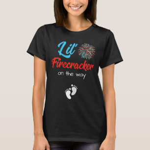 4th Of July Pregnancy Shirt Lil' Firecracker On Th