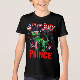 4th Of July Prince Cute T-rex Sunglasses US Flag Tri-Blend Shirt