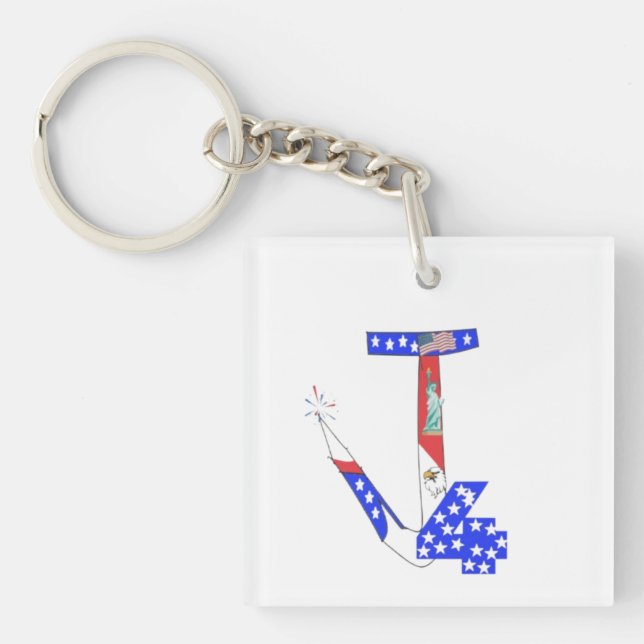 4th of July Products - Keychains, Hats, Flags etc Key Ring (Front)