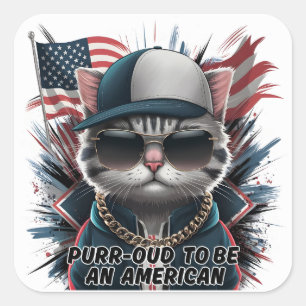 4th of July Proud Hipster Cat Sticker Sheet