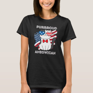 4th Of July Proud Patriotic Cat Usa Flag T-Shirt