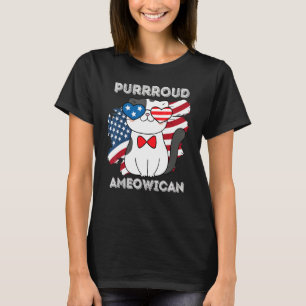 4th Of July Proud Patriotic Cat Usa Flag T-Shirt