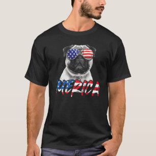 4th Of July Pug Dog Merica American Flag Patriotic T-Shirt