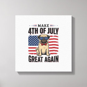 4th of July Pug Patriotic Vintage Shirt Design_1 Canvas Print