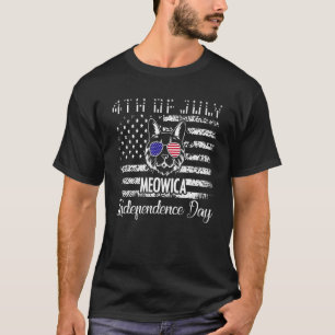 4th Of July Quote Meowica Cool American Flag Cat T-Shirt