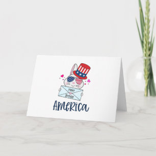 4th of July Rabbit with USA Flag Sun Glasses Card