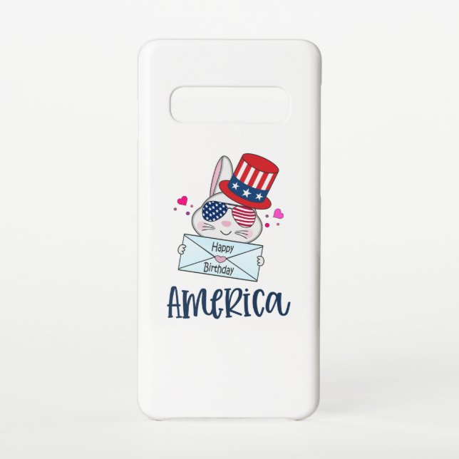 4th of July Rabbit with USA Flag Sun Glasses Samsung Galaxy Case (Back)