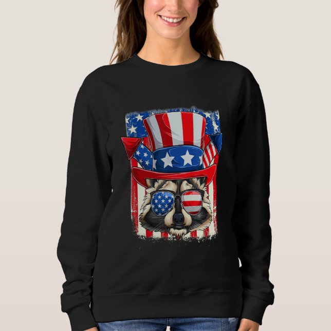 4th Of July Racoon Fireworks Sunglasses Hat Meric Sweatshirt (Front)