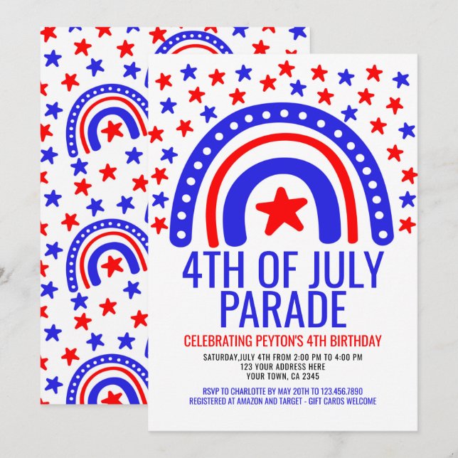 4th of July Rainbow Parade Invitation (Front/Back)