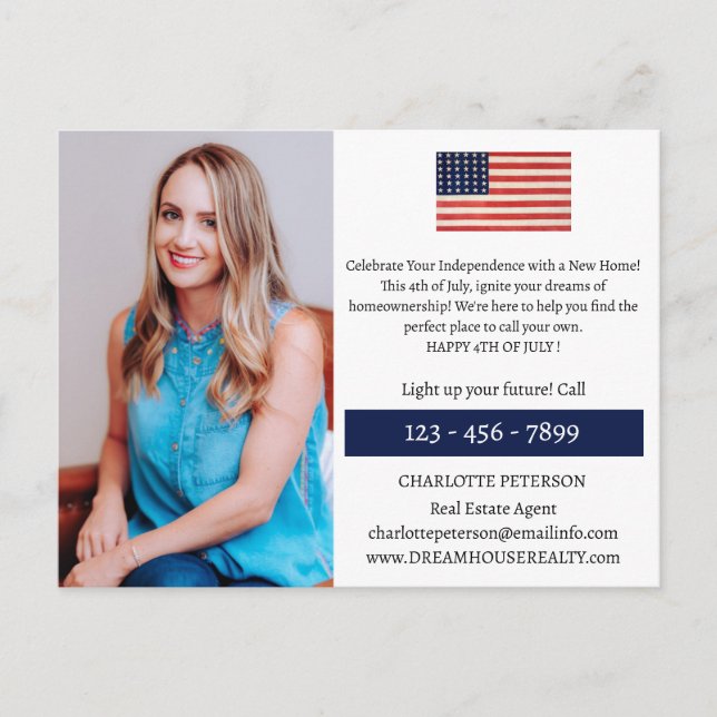 4th Of July Real Estate  Postcard (Front)