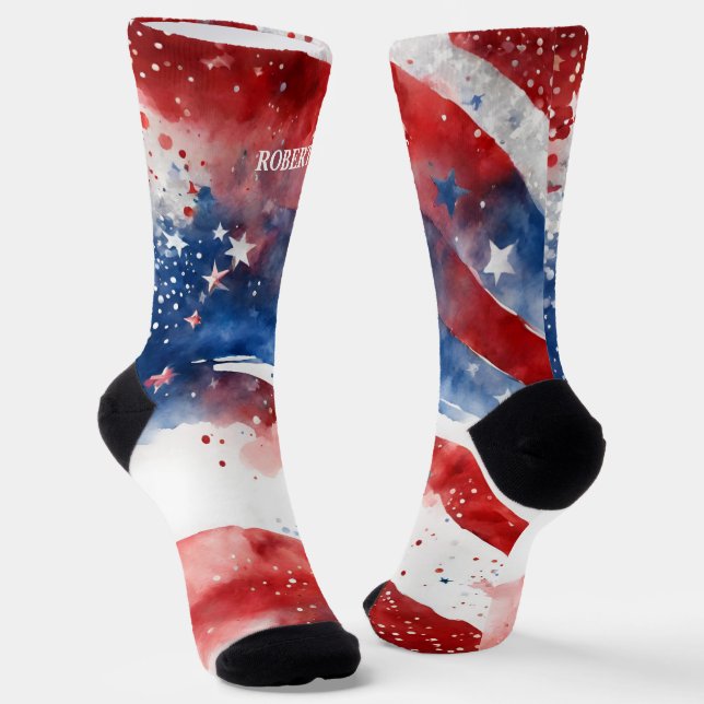 4th of July Red and Blue Socks (Angled)