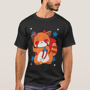 4Th Of July Red Panda Patriotic Firework Usa T-Shirt