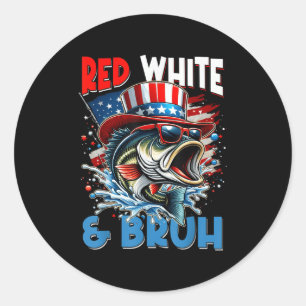 4th Of July Red White & Bruh Patriotic America Classic Round Sticker