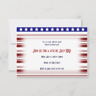4th of July Red White and Blue Candystripe Invitation