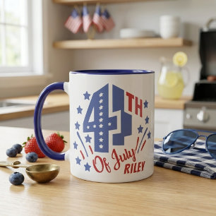 4th of July Red White and Blue Custom Name Mug