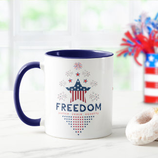 4th of July Red White and Blue Fireworks Custom Mug