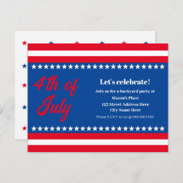 4th of July Red White and Blue Party Invitation