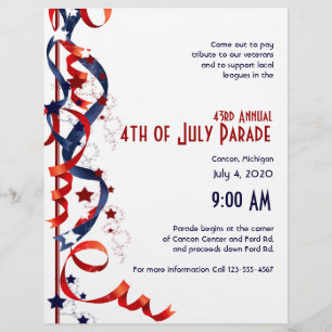 4th of July Red White and Blue Ribbons and Stars Flyer