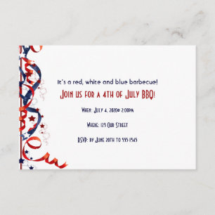 4th of July Red White and Blue Ribbons and Stars Invitation