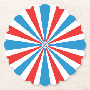 4th Of July Red, White, and Blue Sunburst Paper Coaster