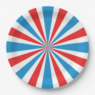 4th Of July Red, White, and Blue Sunburst Paper Plate
