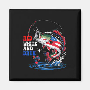 4th Of July Red White And Bruh Boy Fishing America Magnet