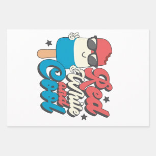 4th Of July Red White And Cool Popsicles Wrapping Paper Sheet