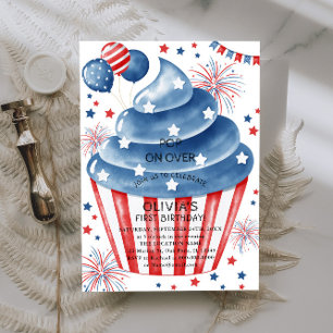 4th of July Red White Blue Birthday Invitation
