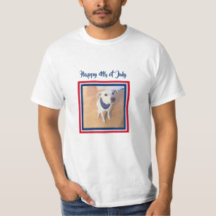 4th of July Red, White, Blue Cute White Puppy Dog T-Shirt