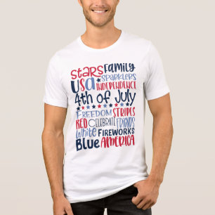 4th of July Red White Blue Modern Typography Tri-Blend Shirt