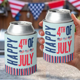 4th Of July Red White Blue Patriotic Can Cooler