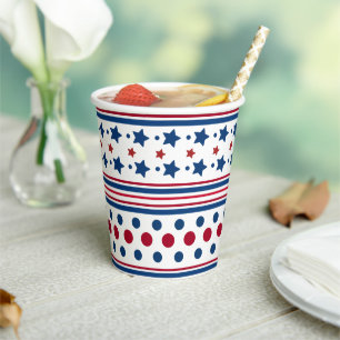 4th Of July Red White & Blue Patriotic Paper Cups