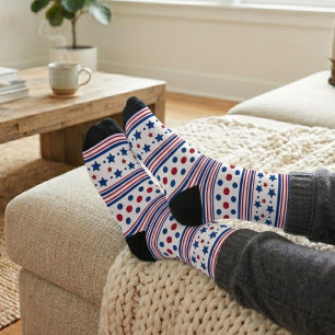 4th Of July Red White & Blue Patriotic Socks