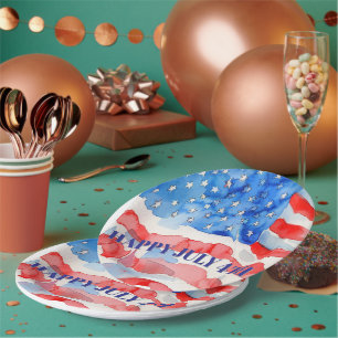 4th of July Red White Blue Stars Paper Plate
