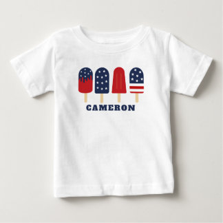 4th of July Red White Blue Stars Stripes Popsicle Baby T-Shirt