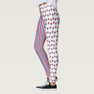 4th of July Red White Blue Stars Stripes Yoga Leggings