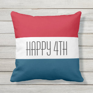 4th of July Red White Blue Stripes Patriotic Cushion