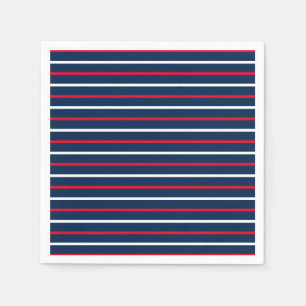 4th of July red white navy blue patriotic stripes Napkin