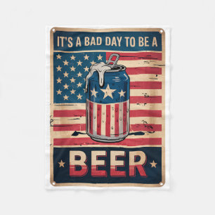 4th Of July Retro D Day To Be A Beer Usa Flag Beer Fleece Blanket
