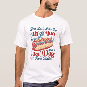 4th of July Retro Hot Dog Lover Independence Day T-Shirt