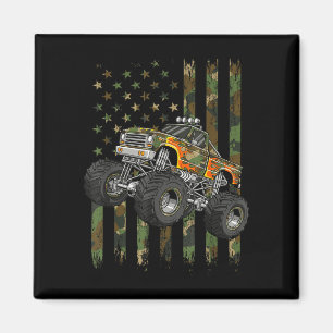 4th of july retro monster truck usa flag camo magnet