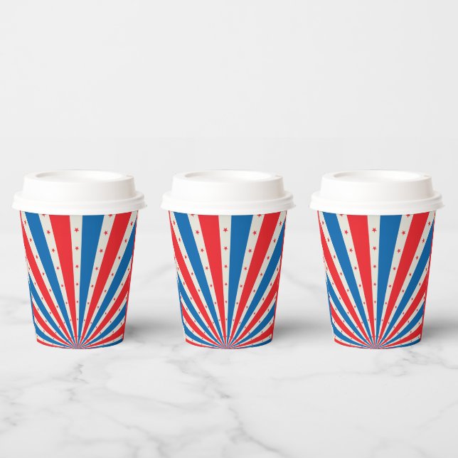 4th of July Retro Stars and Stripes Paper Cups (Multi)