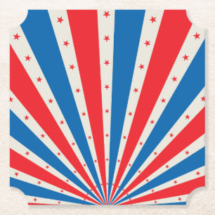 4th of July Retro Stars and Stripes  Paper Plates Coaster
