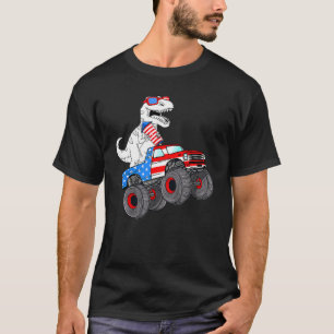 4th Of July Rex Dino Trex Dinosaur Monster Truck F T-Shirt
