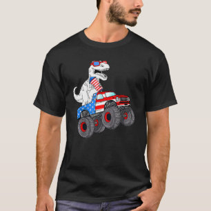 4th Of July Rex Dino Trex Dinosaur Monster Truck F T-Shirt