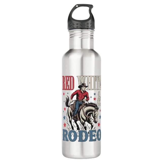4th of July Rodeo Cowboy 710 Ml Water Bottle (Front)