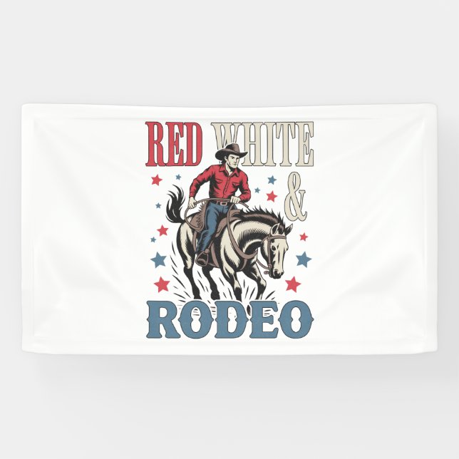 4th of July Rodeo Cowboy Banner (Horizontal)